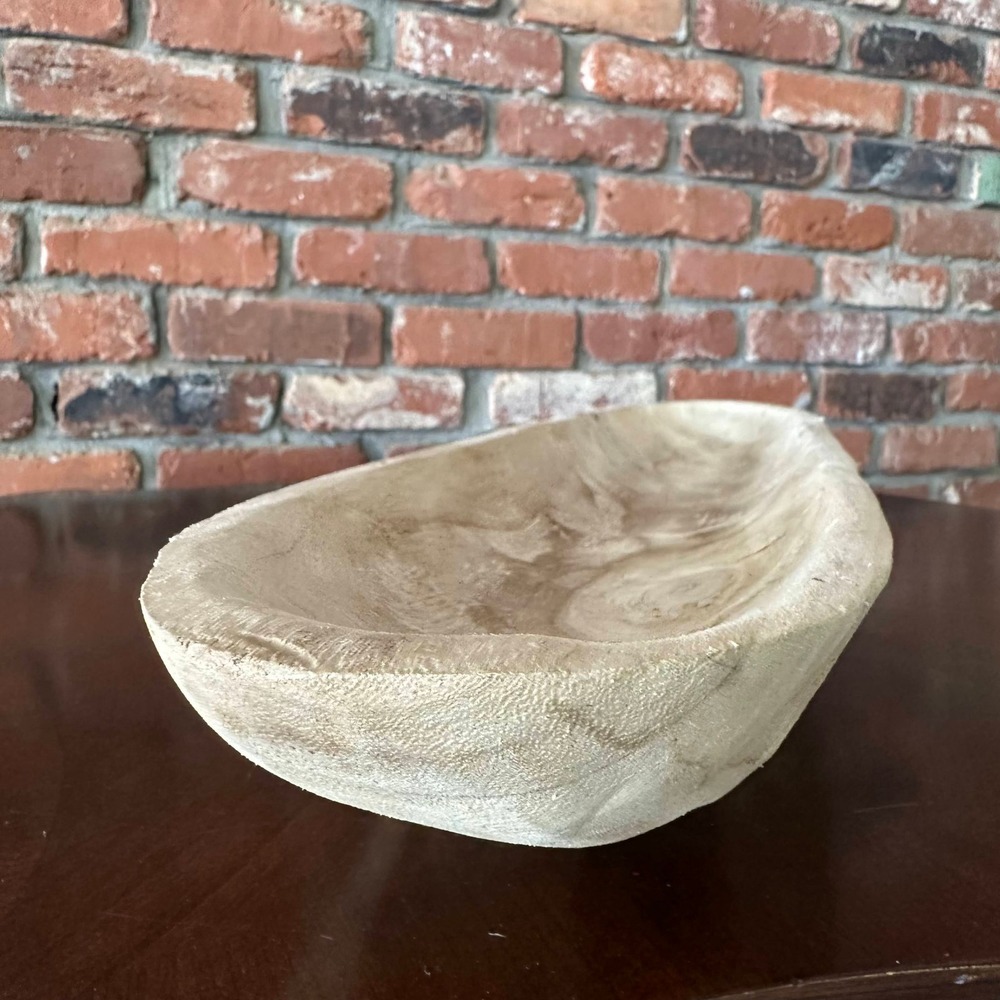 Large Hand Carved Wood Dough Bowl 32" Long Rustic Trencher Centerpiece - Picture 4 of 12